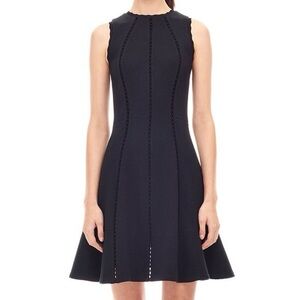 Rebecca Taylor Black Diamond Textured Fit and Flare Dress